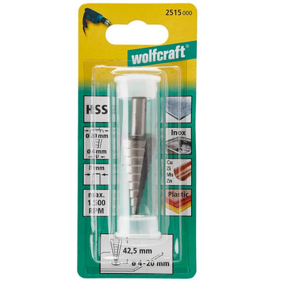 wolfcraft trinbor-bit 8 mm 4-20 mm HSS grå 2515000