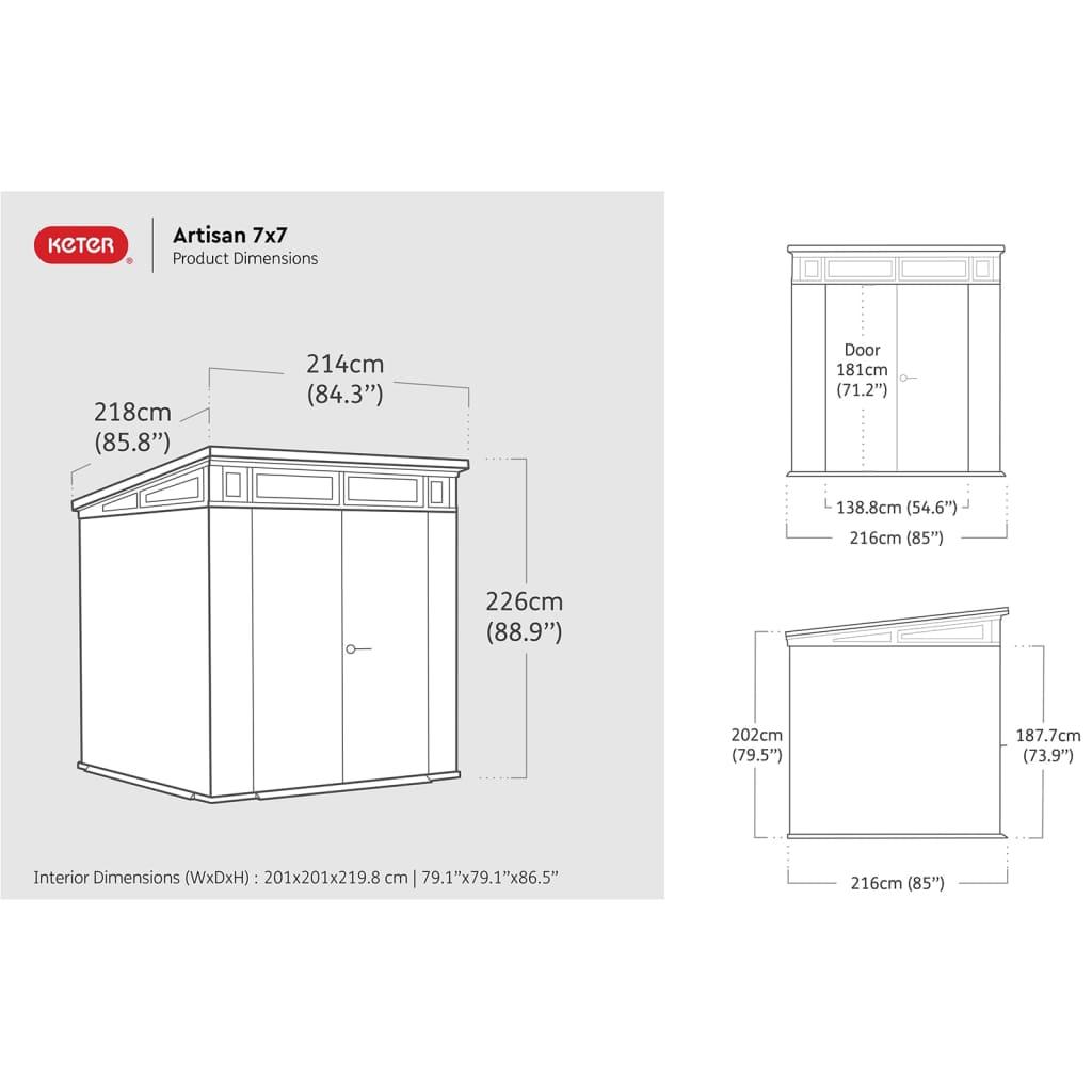 Keter opbevaringsskur til haven Artisan 77 214 x 218 x 226 cm 235572