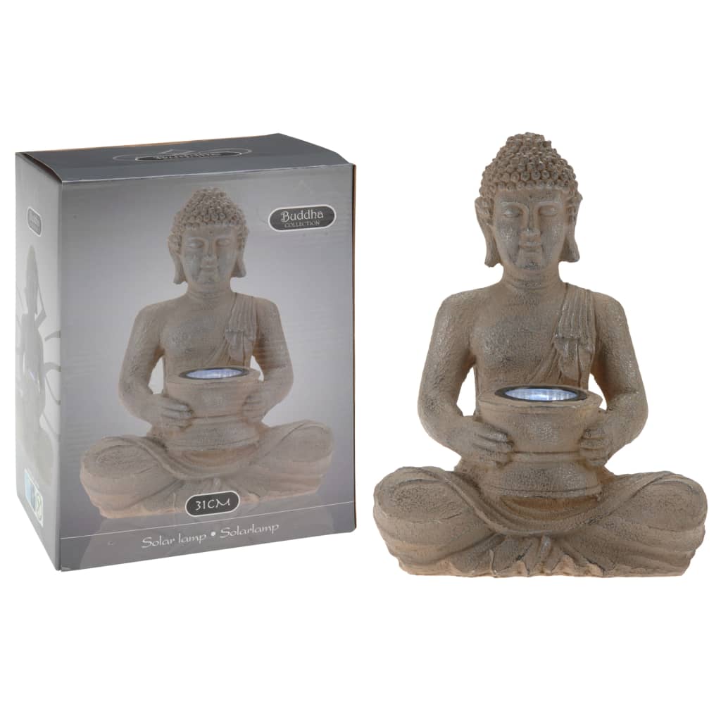 ProGarden Buddha polystone med solcellelampe