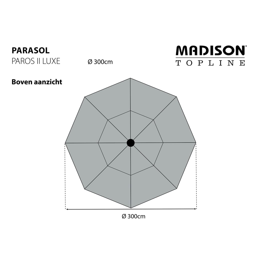 Madison parasol Paros II Luxe 300 cm grå