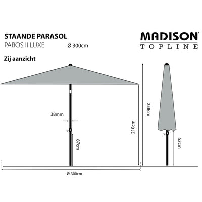 Madison parasol Paros II Luxe 300 cm safirblå