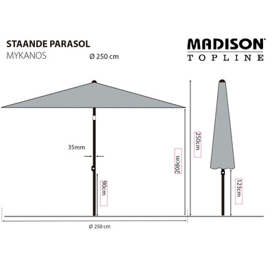 Madison parasol Mykanos 250 cm gråbrun