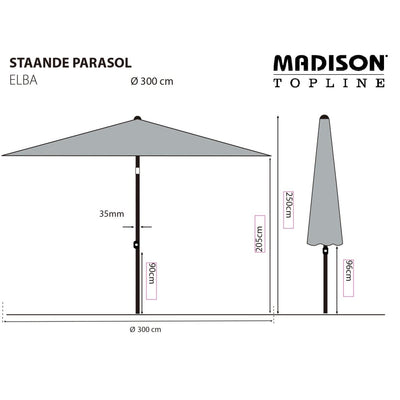 Madison parasol Elba 300 cm grøn