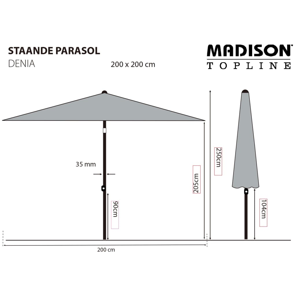 Madison parasol Denia 200x200 cm ecrufarvet