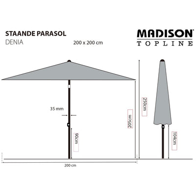 Madison parasol Denia 200x200 cm grøn