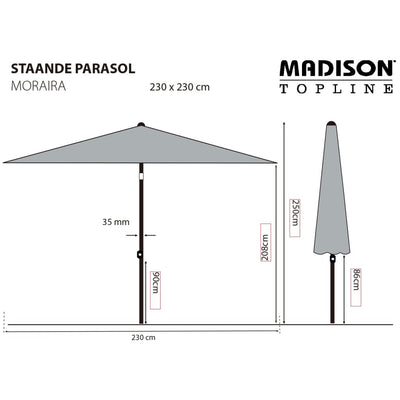 Madison parasol Moraira 230x230 cm gråbrun