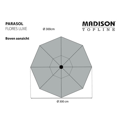 Madison parasol Flores Luxe 300 cm rund lysegrå