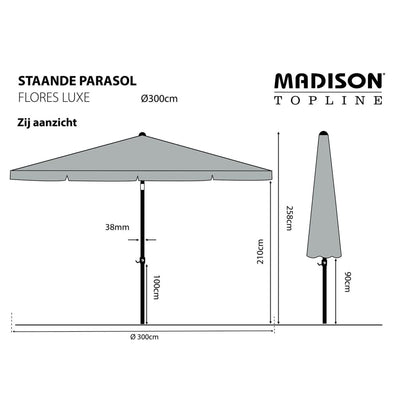 Madison parasol Flores Luxe 300 cm rund salviegrøn