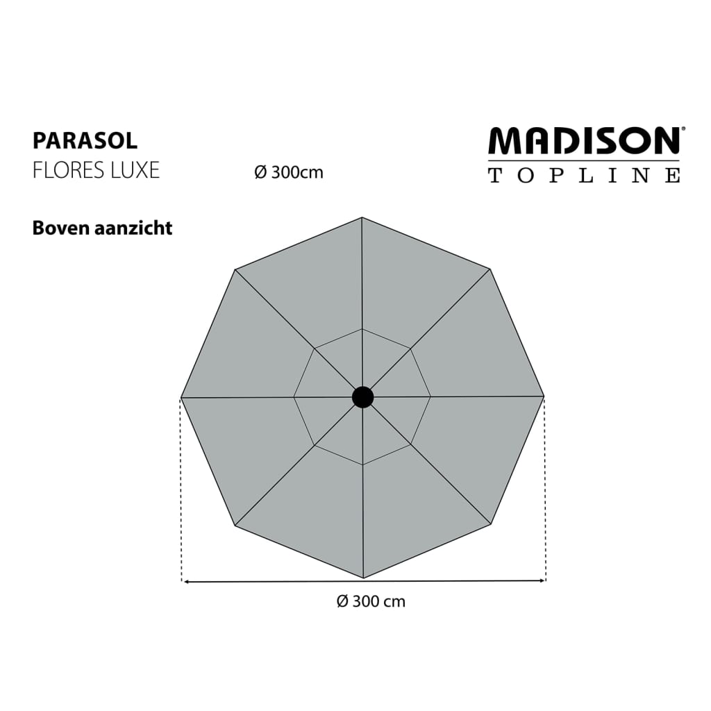 Madison parasol Flores Luxe 300 cm rund salviegrøn