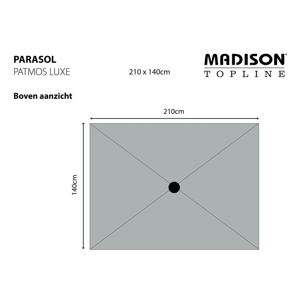 Madison parasol Patmos Luxe 210x140 cm rektangulær lysegrå