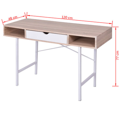 skrivebord med 1 skuffe eg og hvid