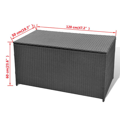 udendørs opbevaringkasse sort 120x50x60 cm polyrattan