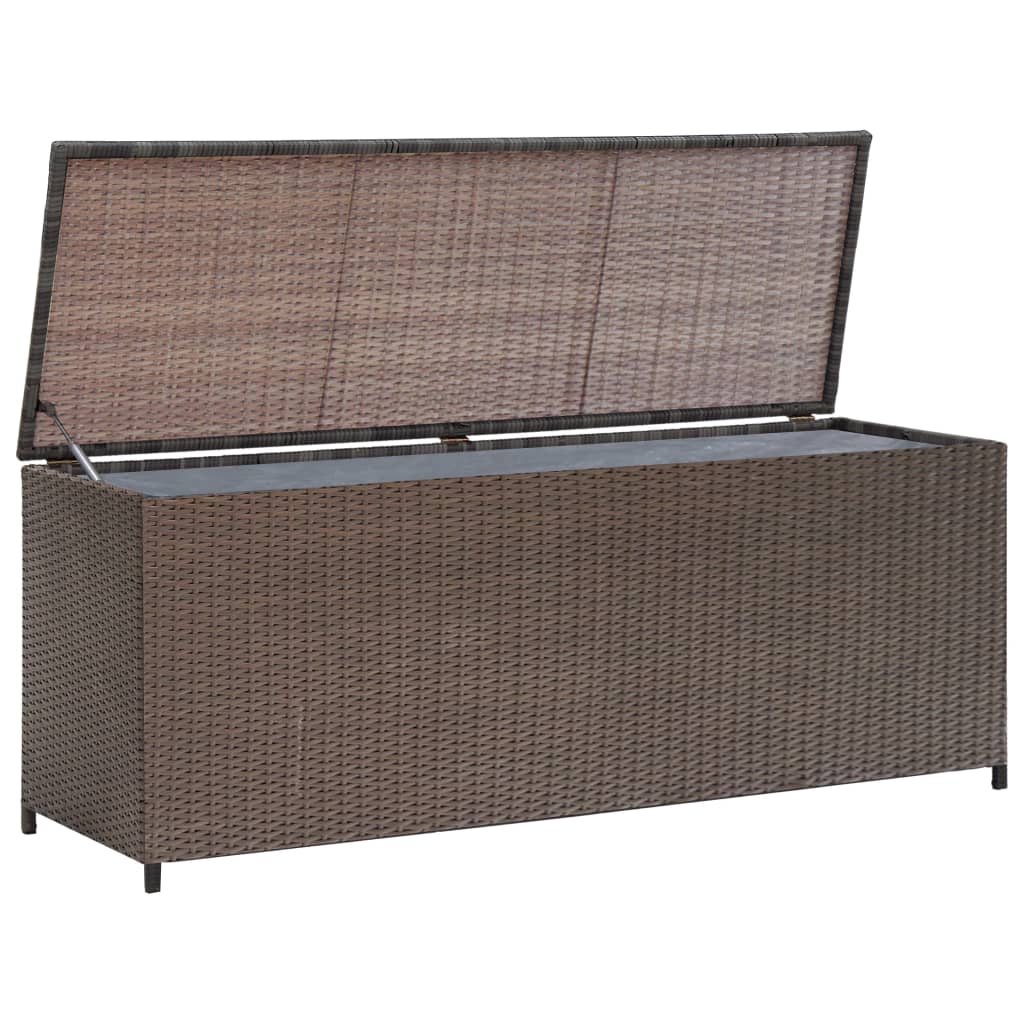 udendørs opbevaringkasse brun 120x50x60 cm polyrattan