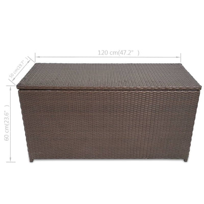 udendørs opbevaringkasse brun 120x50x60 cm polyrattan