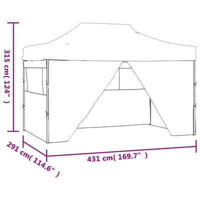 foldbart pop-up telt med 4 sidevægge 3 x 4,5 m cremehvid