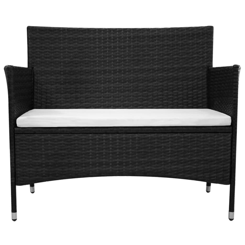 havebænk 90 cm polyrattan sort