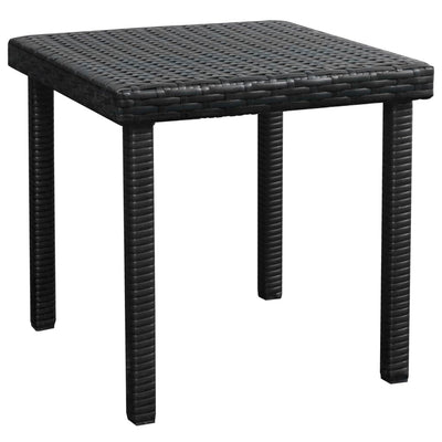 liggestol med hynde & bord polyrattan sort