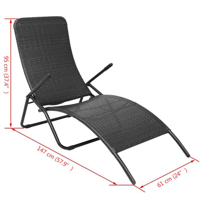 foldbar liggestol polyrattan sort