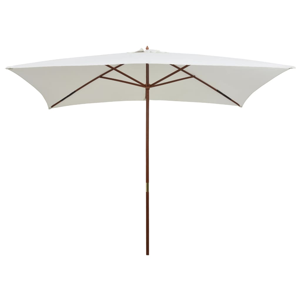 parasol 200x300 cm træstang cremehvid