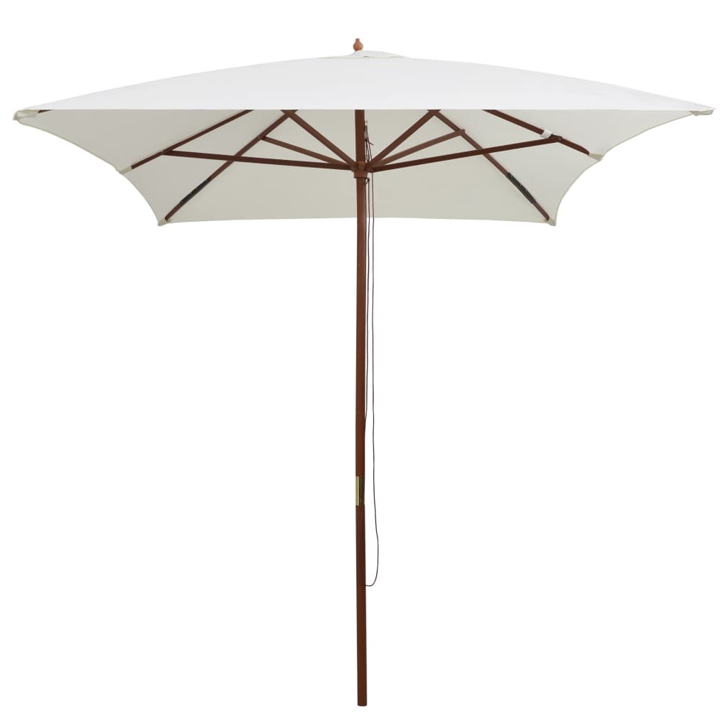 parasol 200x300 cm træstang cremehvid