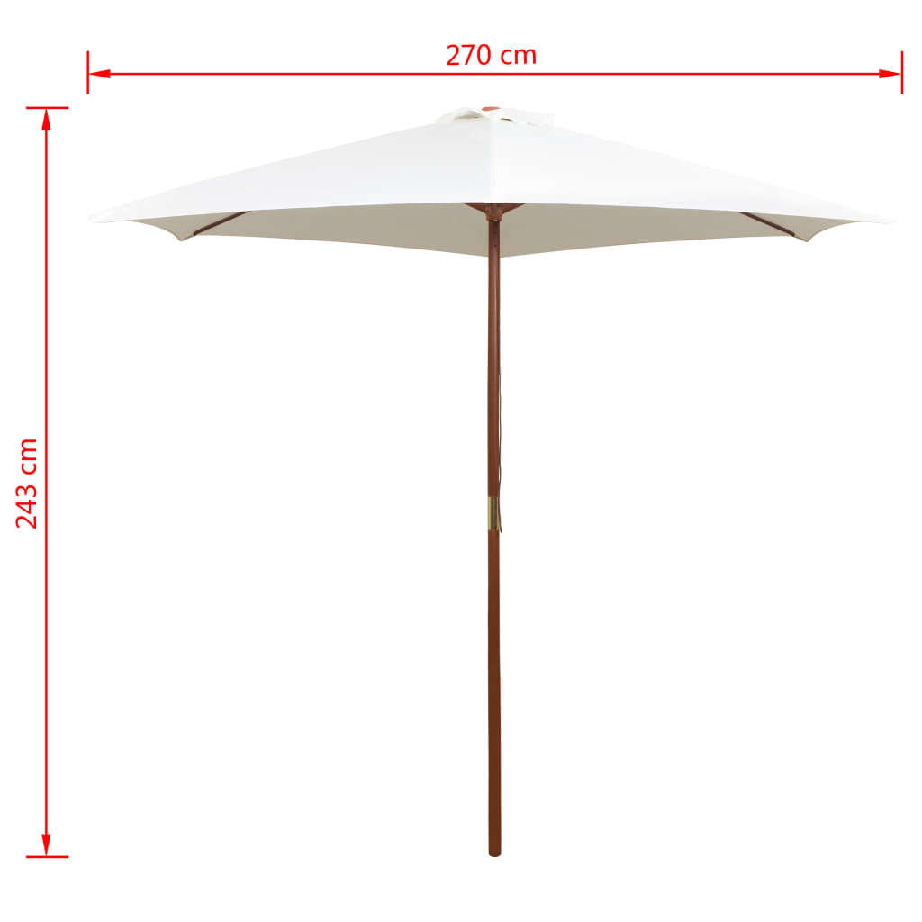 parasol 270x270 cm træstang cremehvid