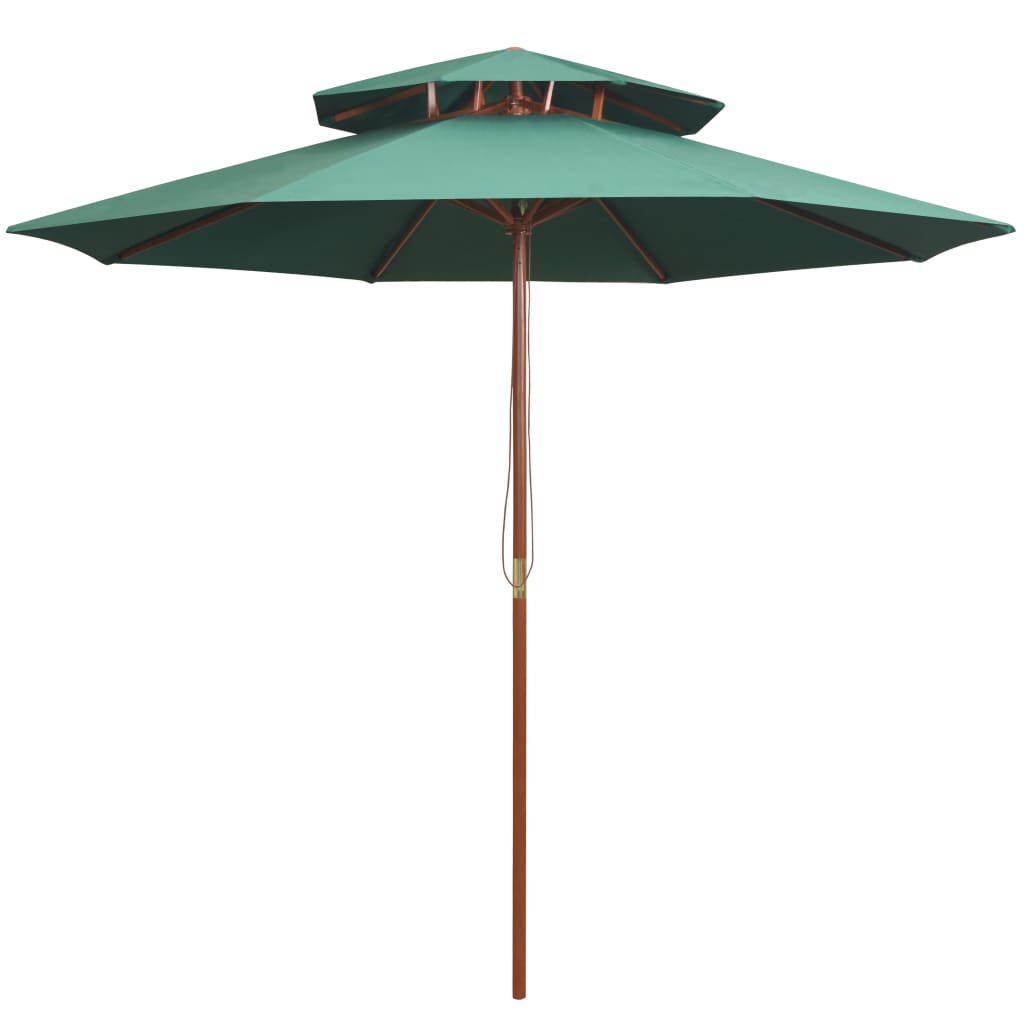 parasol 270x270 cm 2 niveauer træstang grøn