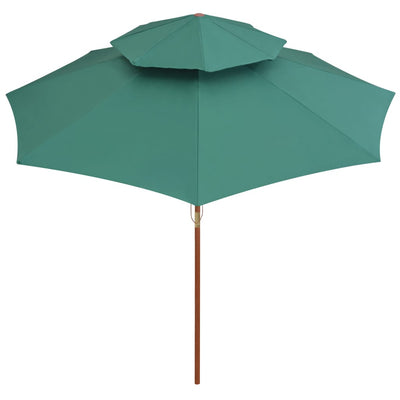 parasol 270x270 cm 2 niveauer træstang grøn