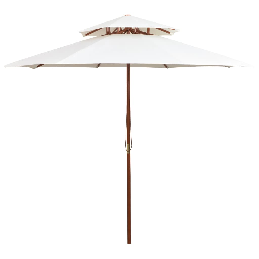 parasol 270x270 cm 2 niveauer træstang cremehvid