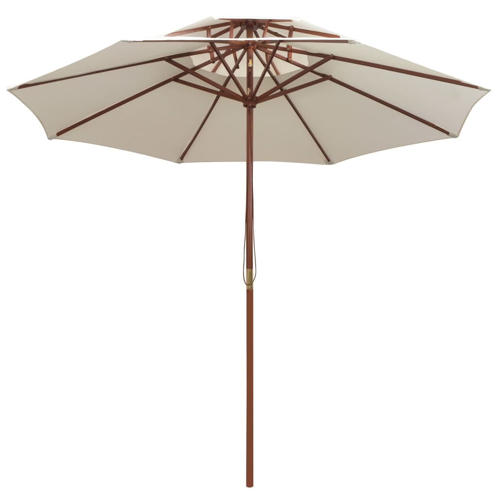 parasol 270x270 cm 2 niveauer træstang cremehvid