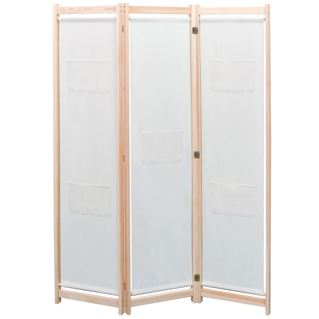 3-panels rumdeler 120 x 170 x 4 cm stof cremefarvet