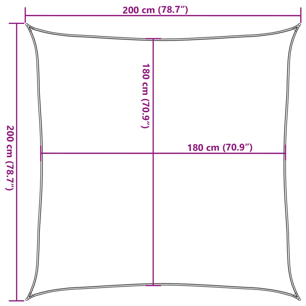 solsejl HDPE firkantet 2 x 2 m hvid