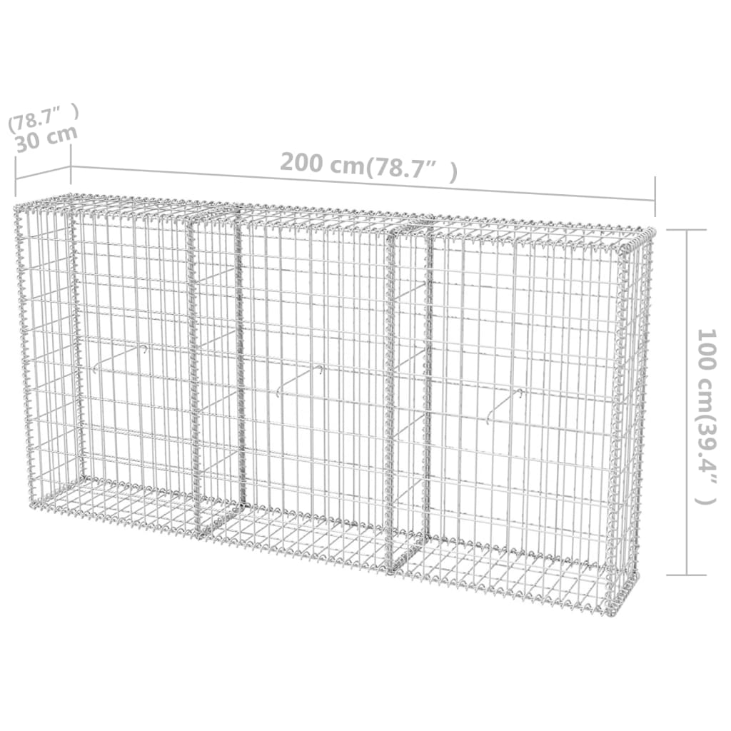 gabionkurv 200 x 30 x 100 cm galvaniseret stål