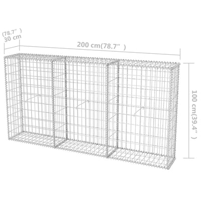 gabionkurv 200 x 30 x 100 cm galvaniseret stål