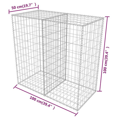 gabionkurv galvaniseret stål 100 x 50 x 100 cm