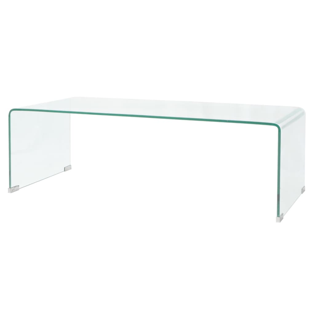 sofabord 98x45x30 cm hærdet glas transparent