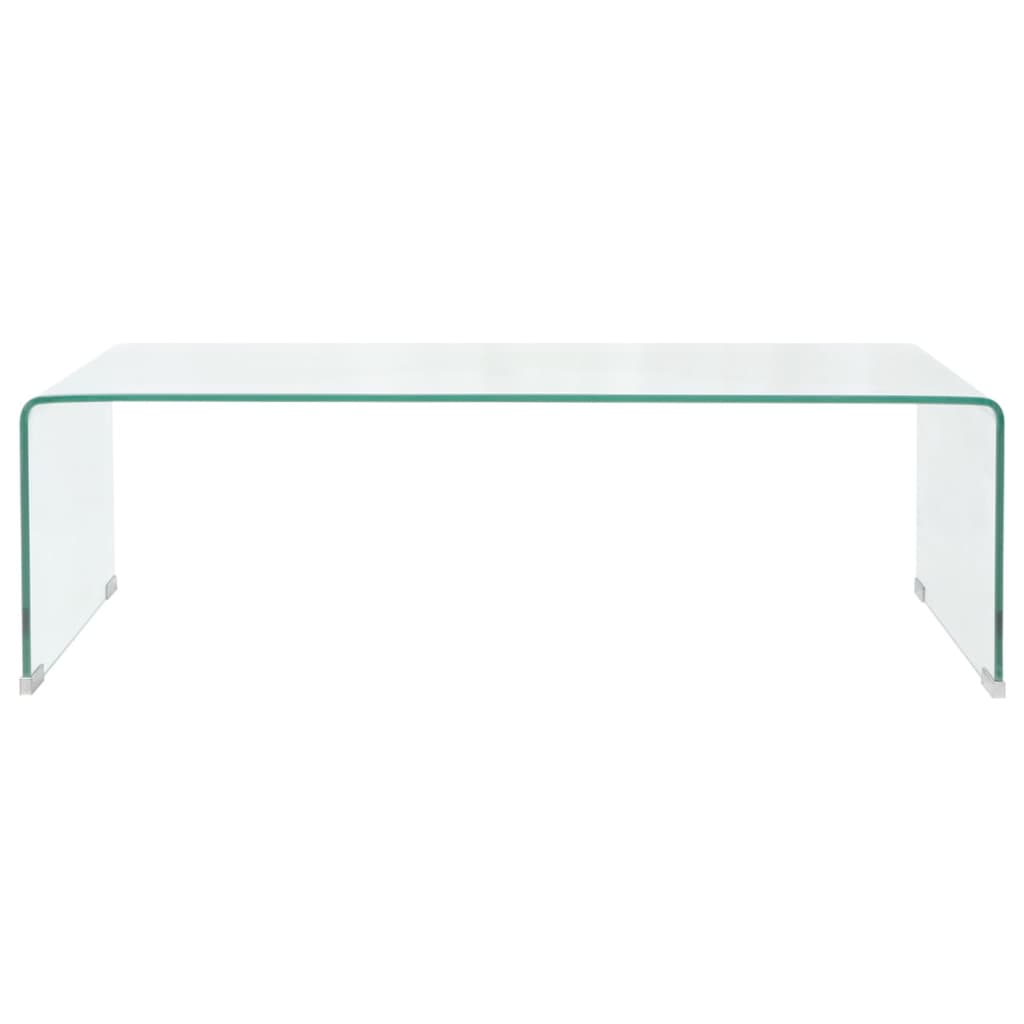 sofabord 98x45x30 cm hærdet glas transparent