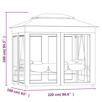 pavillon med konvertibel gyngesofa cremehvid