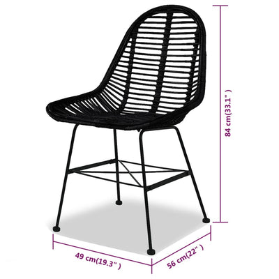 spisebordsstole 4 stk. naturligt rattan sort