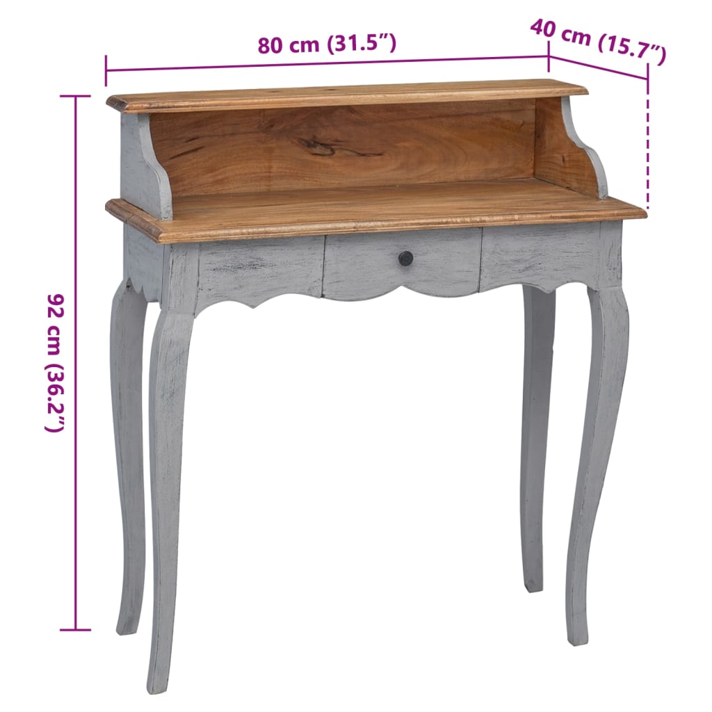 skrivebord 80x40x92 cm massivt mahognitræ