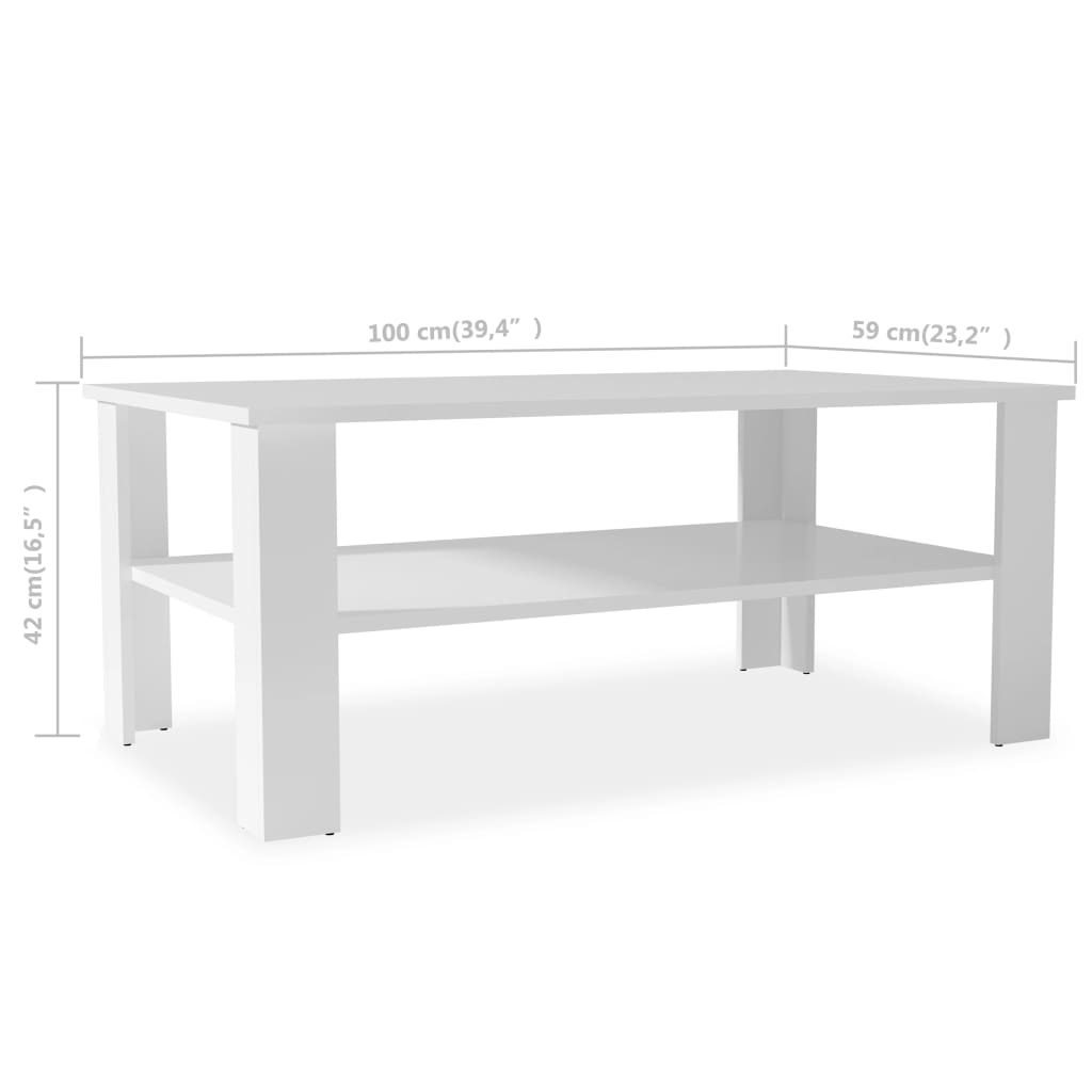 sofabord 100x59x42 cm konstrueret træ hvid