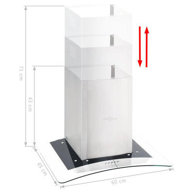 vægmonteret emhætte 60 cm rustfrit stål 756 m³/t LED