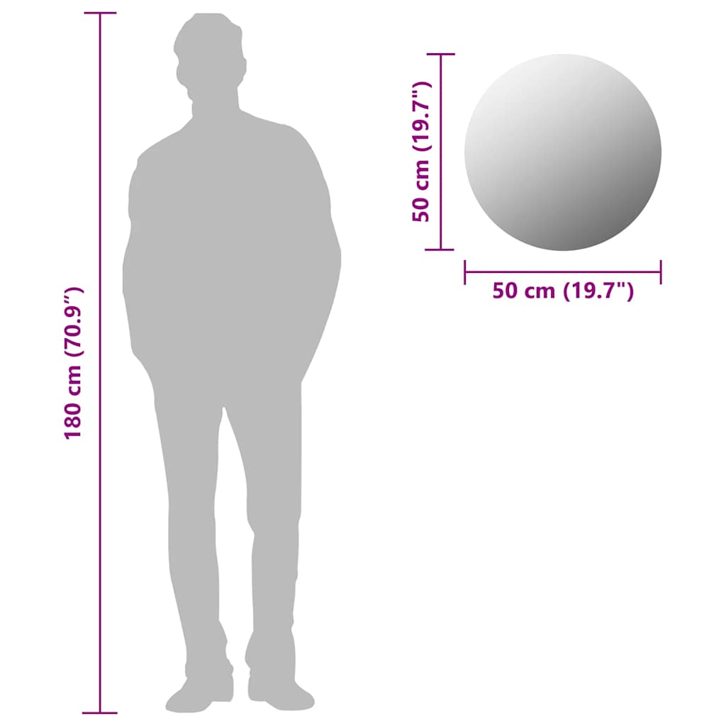 vægspejl 50 cm rundt glas