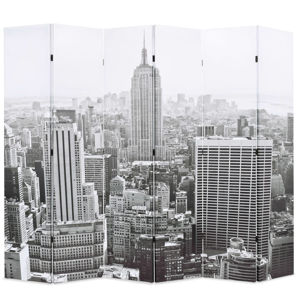 foldbar rumdeler 228 x 170 cm New York by Day sort og hvid