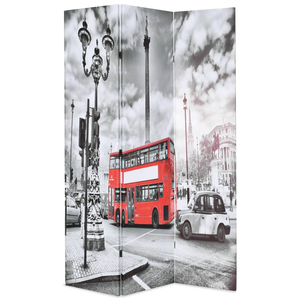 foldbar rumdeler 120 x 170 cm London bus sort og hvid