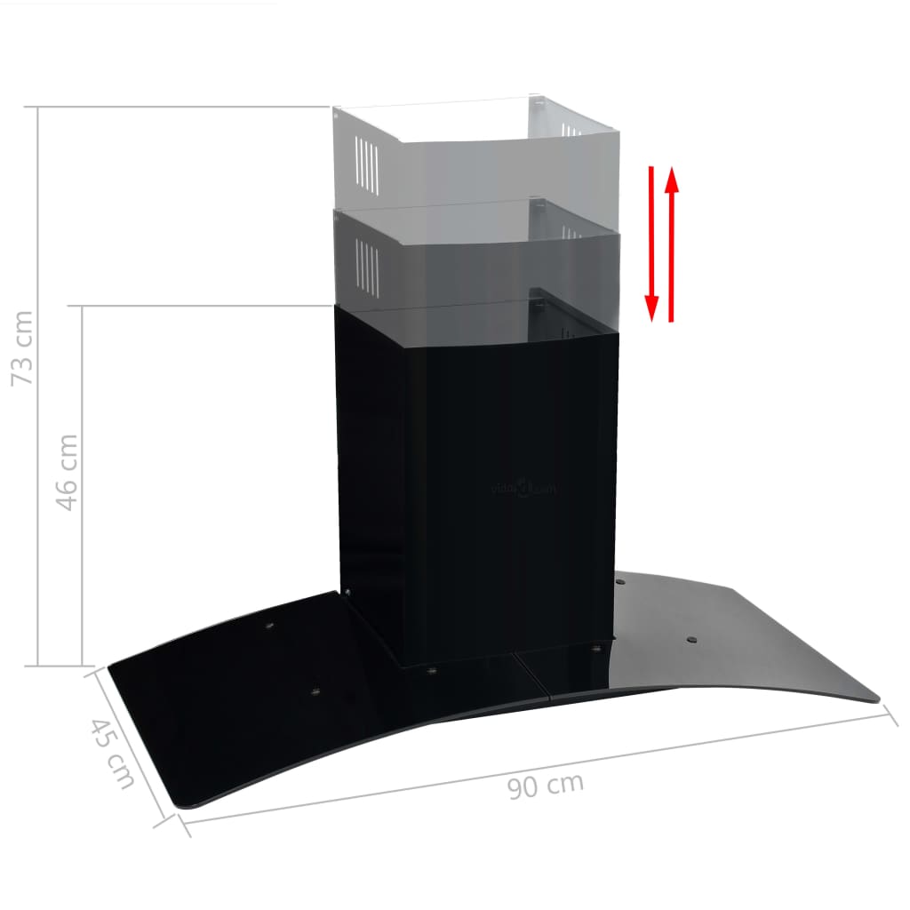 vægmonteret emhætte rustfrit stål 756 m³/t. 90 cm sort