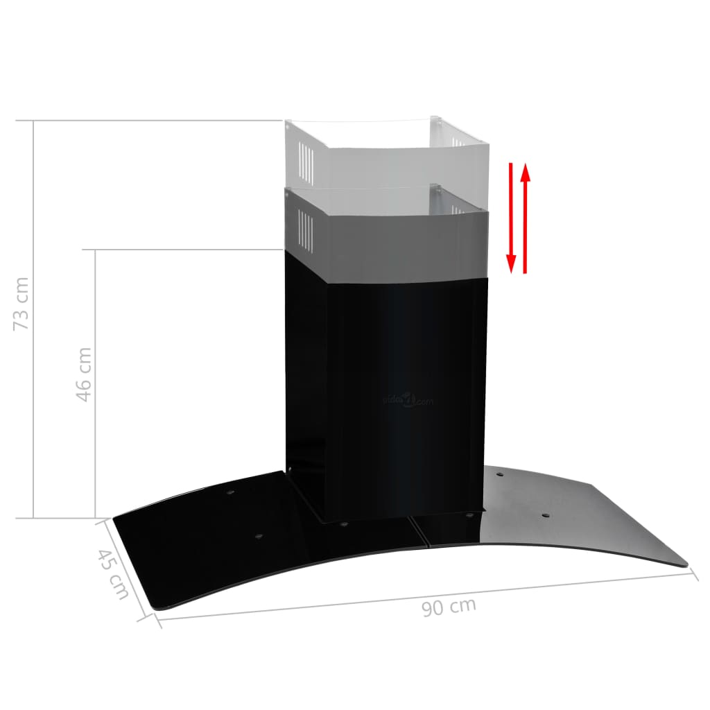 vægmonteret emhætte rustfrit stål 756 m³/t. 90 cm sort