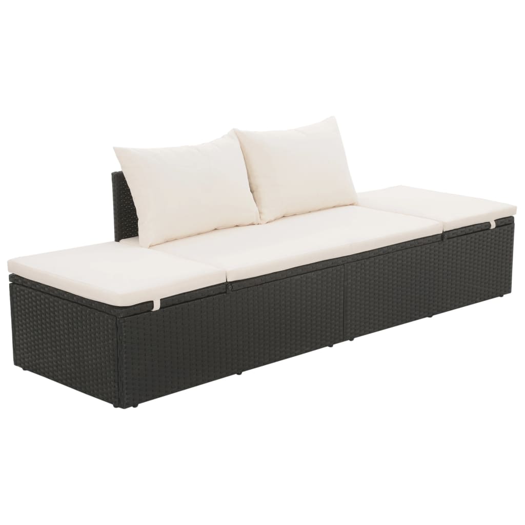 solseng sort 195 x 60 cm polyrattan