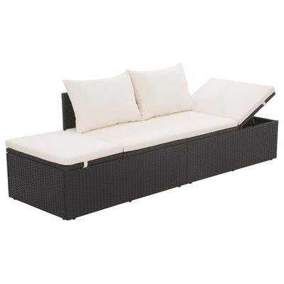 solseng sort 195 x 60 cm polyrattan