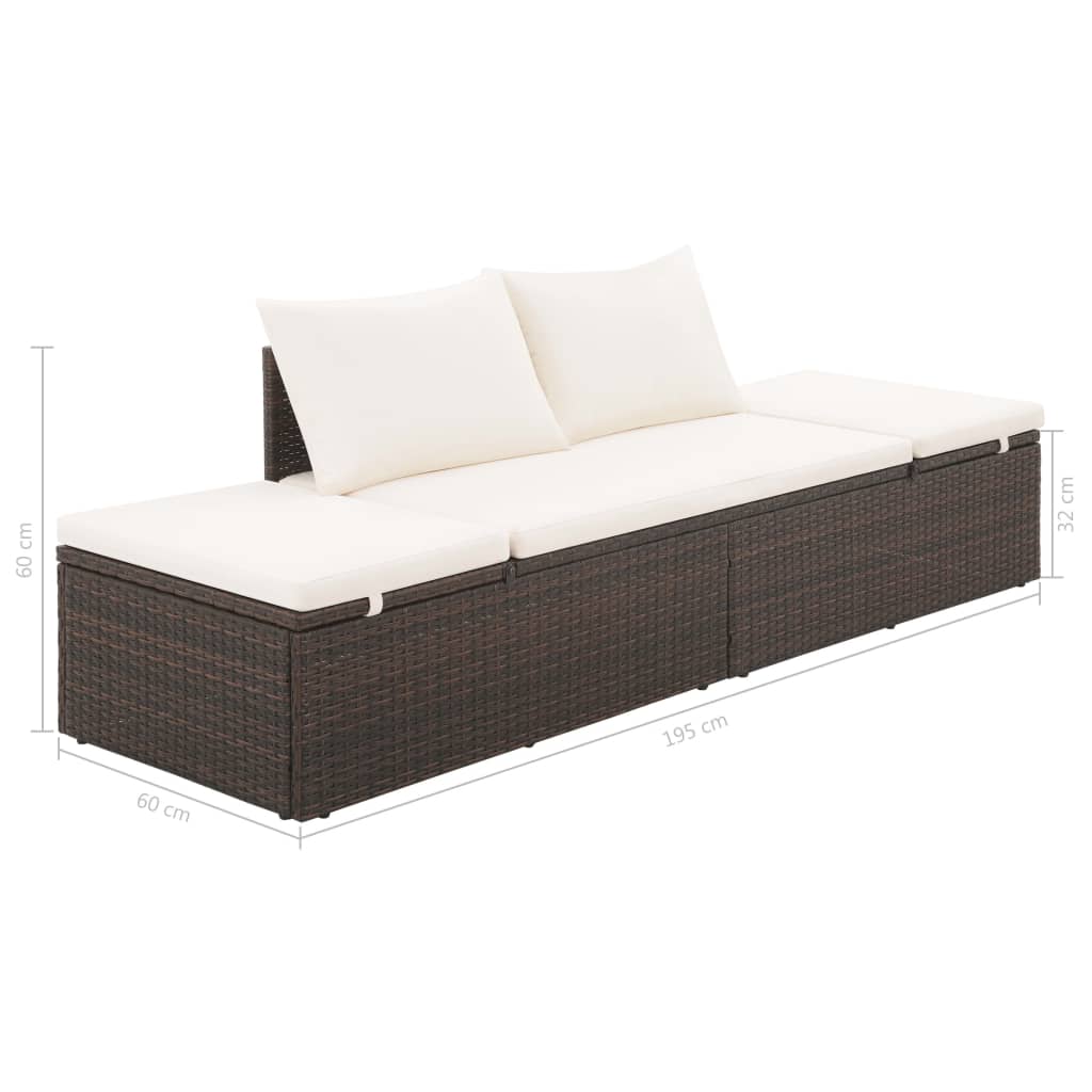 solseng brun 195 x 60 cm polyrattan