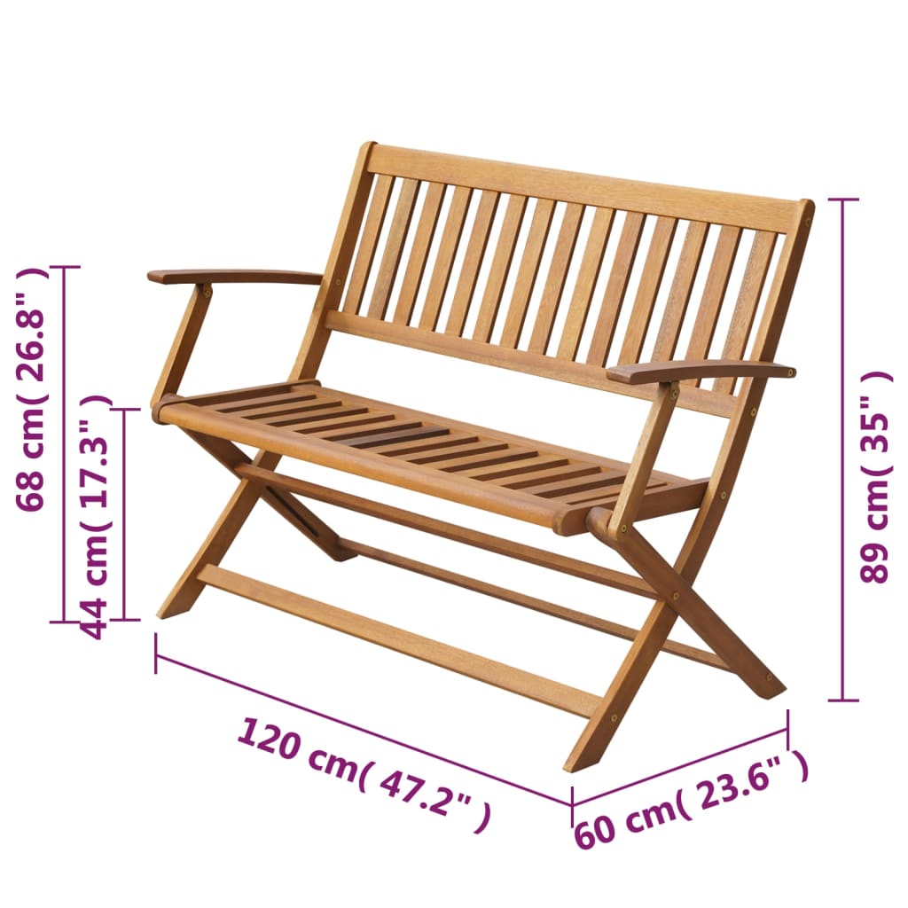 havebænk 120 cm massivt akacietræ